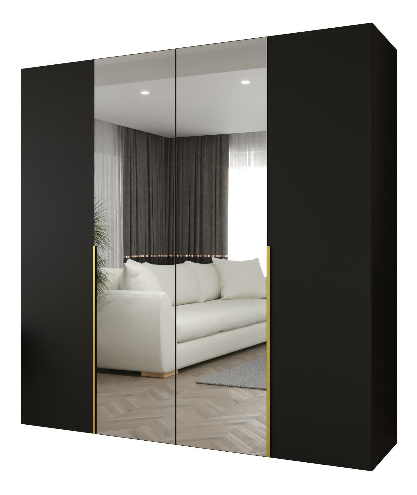 Ruhásszekrény 200 cm Alice 2 (fekete + arany)