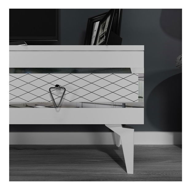 Masă TV/Dulap Vadiki 2 (alb + argintiu) 