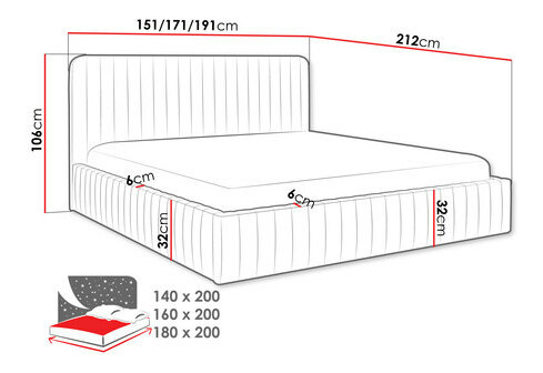 Bračni krevet 140 cm Lentoa (bež) (s podnicom) (s prostorom za odlaganje)