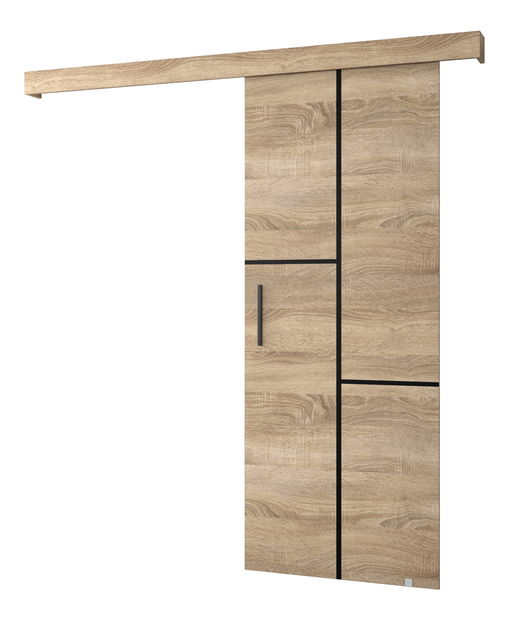 Posuvné dvere 90 cm Sharlene VII (dub sonoma + dub sonoma + čierna)