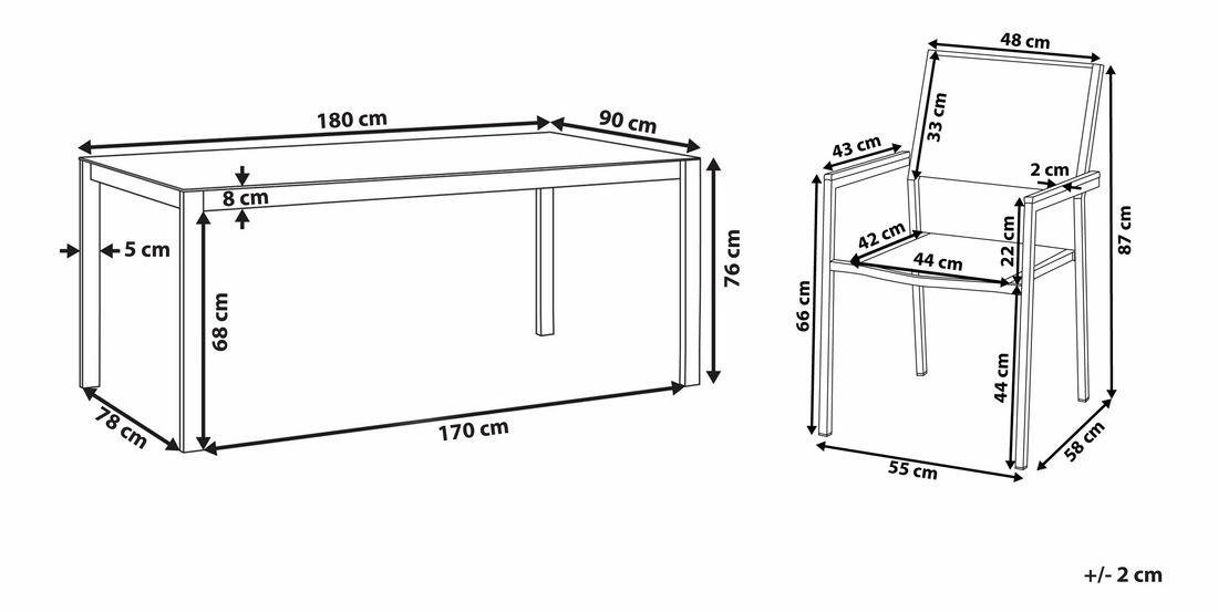 Kerti bútor szett GROSSO (tölgy) (laminát HPL) (fekete székek) (6 fő részére)