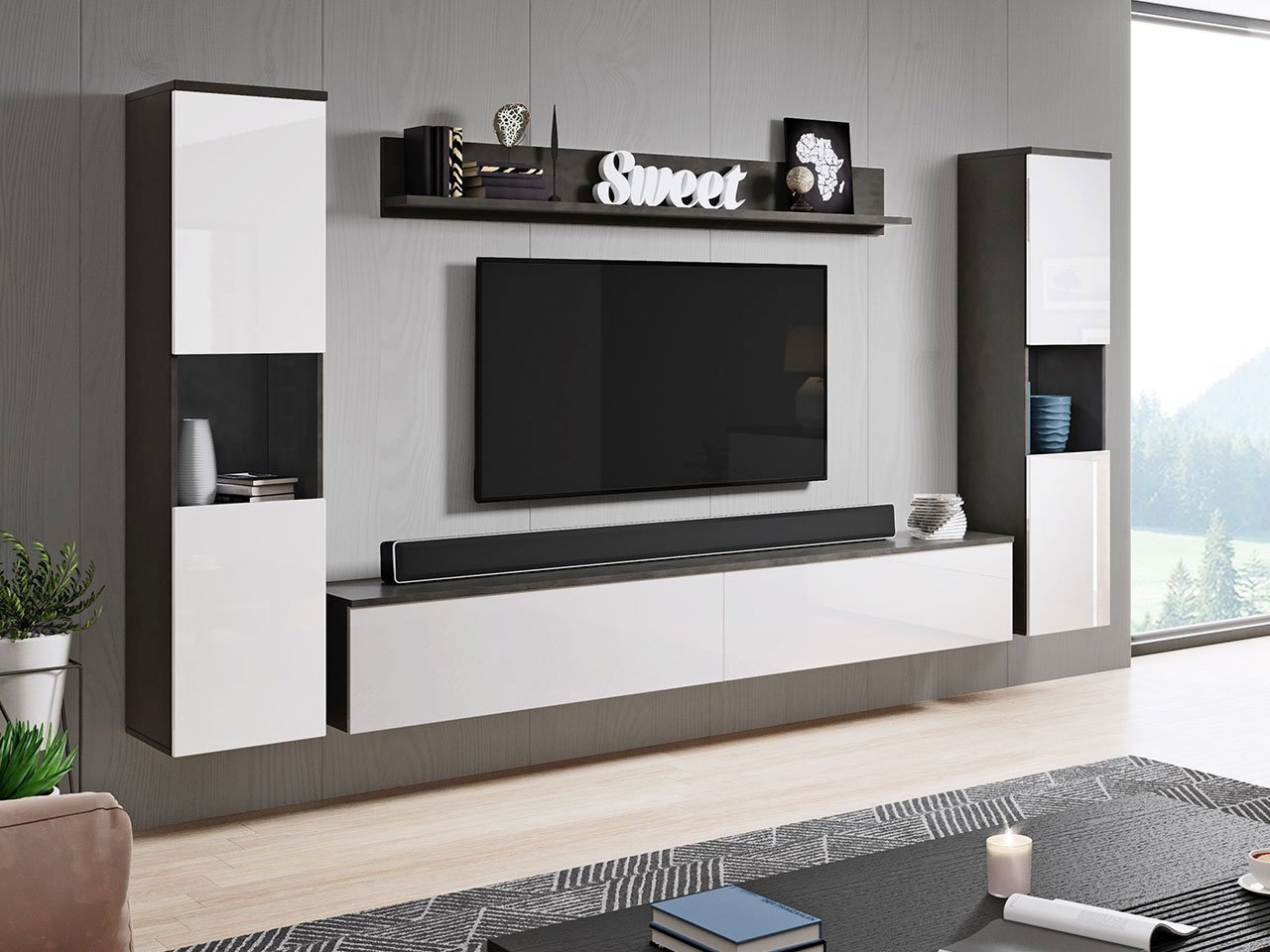 Mobilier living Nova XL (matera + alb lucios)