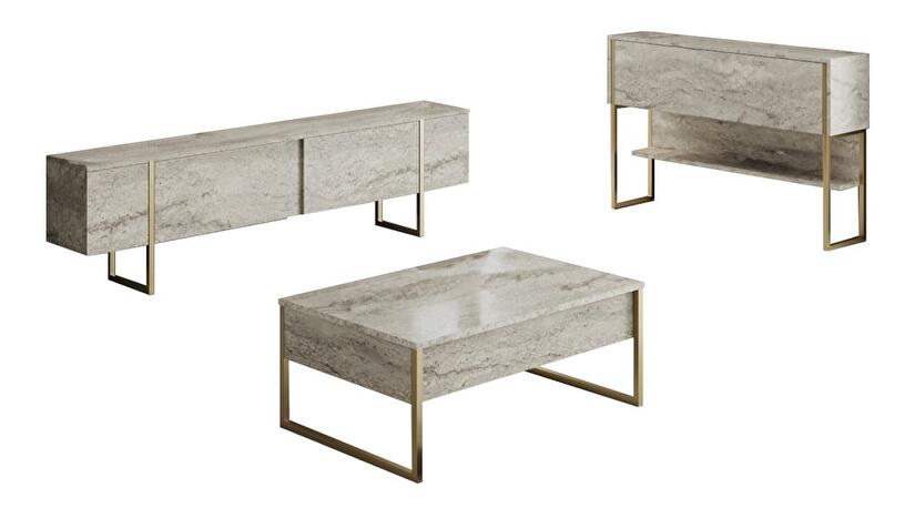 Mobilier living Luna set (Travertin + auriu) 