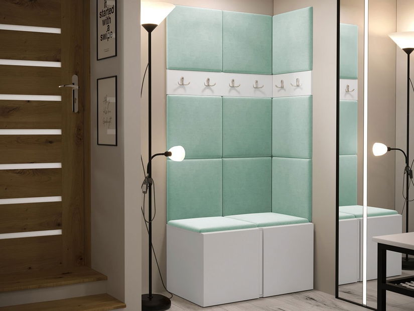 Mobilier hol Tovenaz I (Alb + verde deschis) 