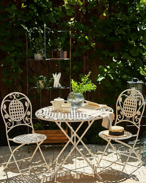 Set 4 buc. scaune de grădină Basilia (alb crem)