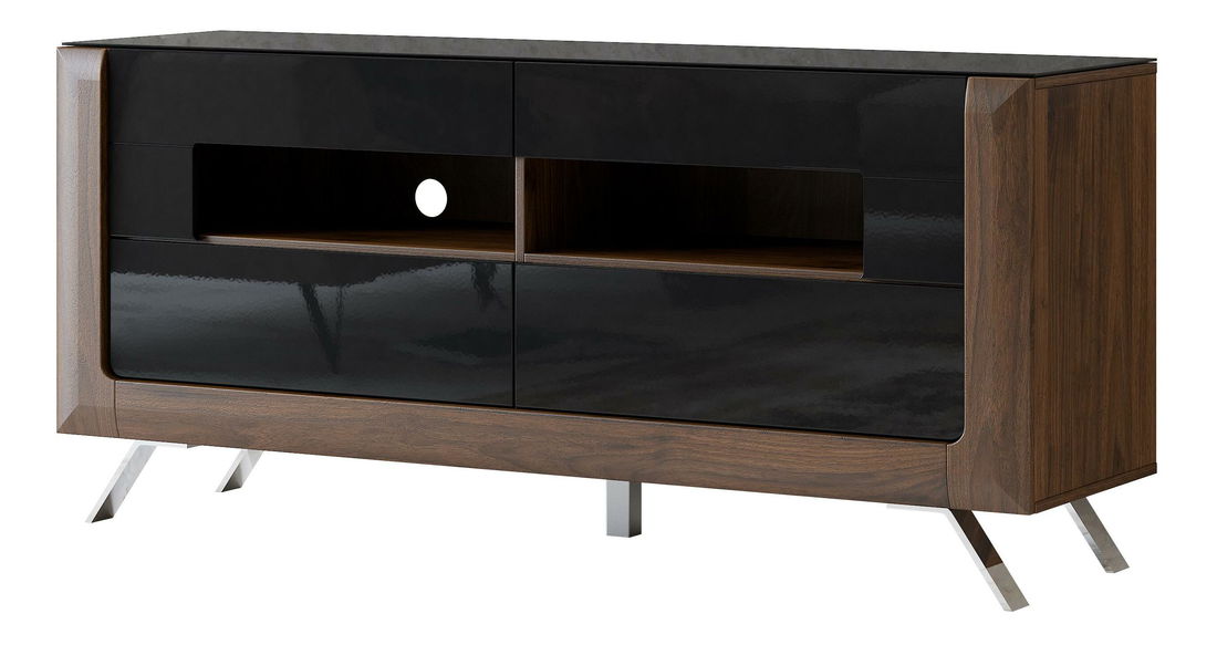 TV asztal/szekrény Kassie Typ 41 (fényes fekete + columbia dió)