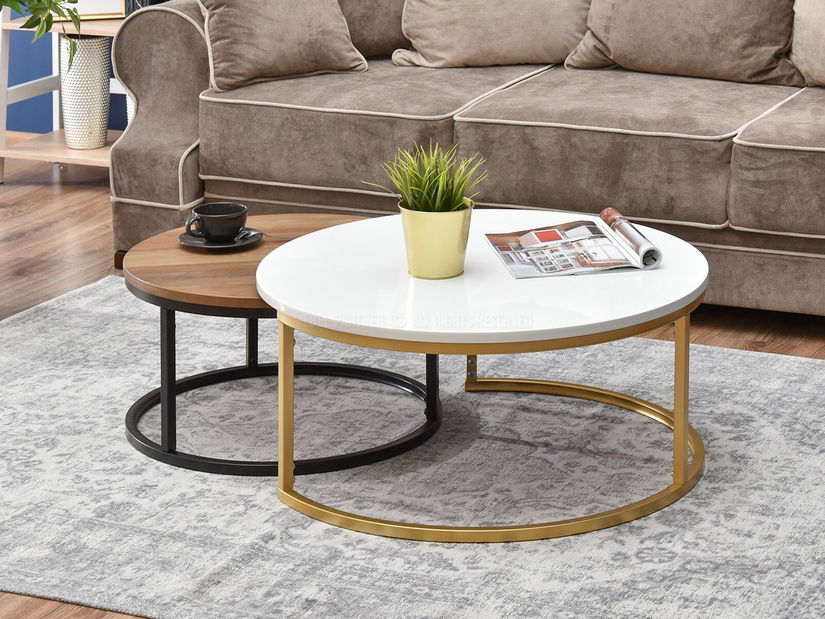 Măsuță de cafea Kolja Zest Xl (alb + auriu + negru)