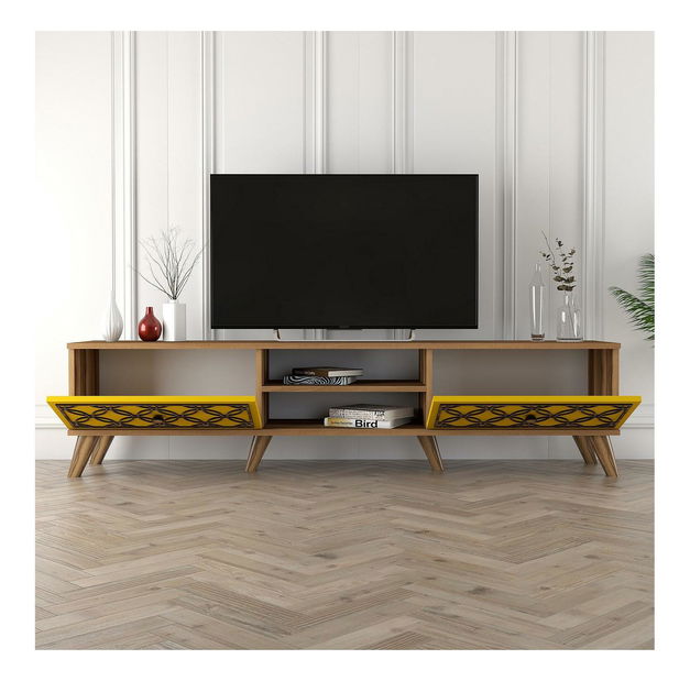 TV stolić/ormarić Clara (orah + žuta)