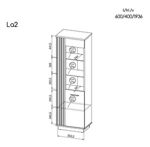 Vitrin typ LA2 Laticia (matt fekete + wotan tölgy)