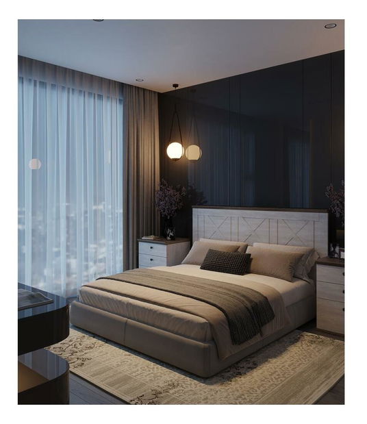 Noćni ormarić Telegrafo (borovina canyon + hrast sonoma trufel) 