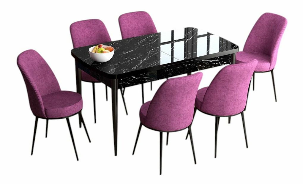 Jedálenský set Hana (orech barokový + tyrkysová) (pre 6 osôb)