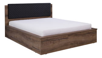 Manželská posteľ 160 cm Desayuno P (dub monastery + čierna ekokoža) (s roštom)