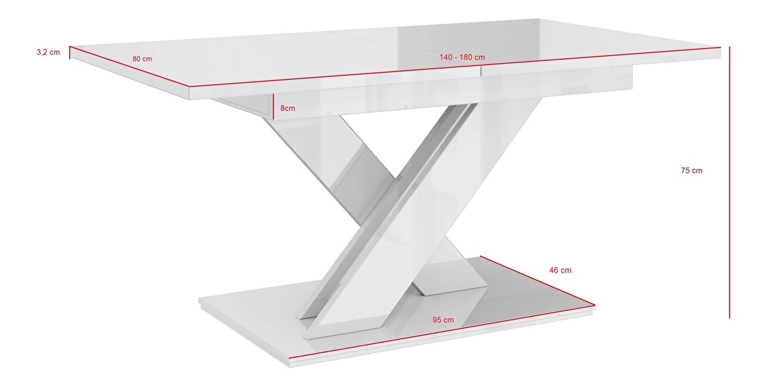 Blagovaonski stol Barax (bijela + kamen) (za 6 do 8 osoba) *rasprodaja 