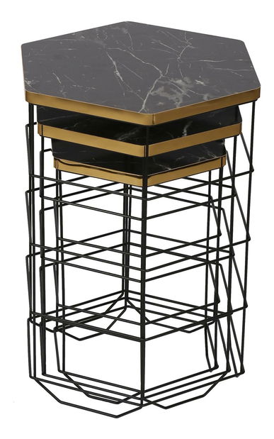 Set 3ks. konferenčných stolíkov Tamini (dub + čierna) 