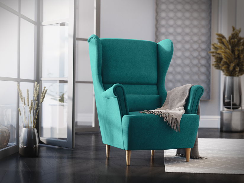 Kreslo ušiak Ushabi (tyrkysová)