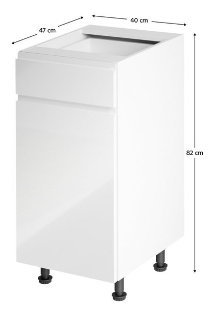 Donji kuhinjski ormarić D40S14 Aurellia (bijela + bijeli sjaj) (L)