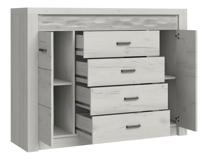 Kombinirana komoda Nadenas N7 (bijela craft) (bez rasvjete)