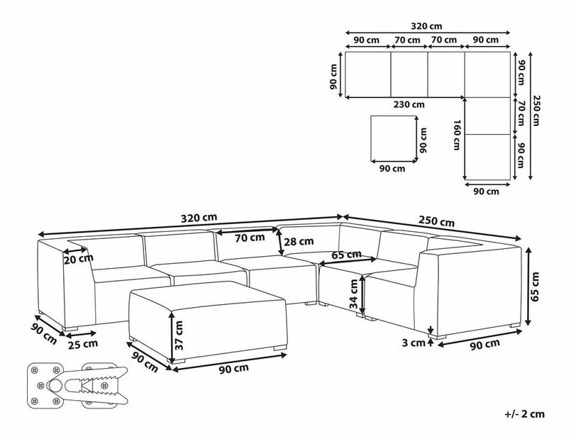 Záhradná sedacia súprava ARRIVE (sivá) (pre 7 osôb)