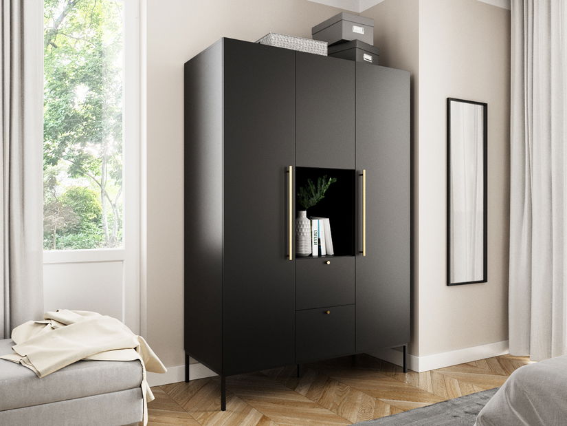 Šatníková skriňa Loyd (čierna matná)