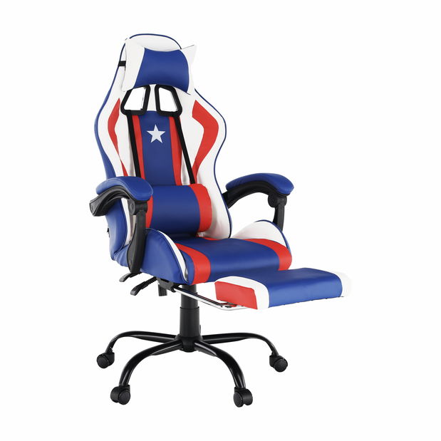 Fotoliu de birou/ gaming Casie (albastru + roșu)