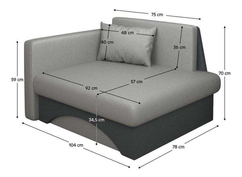 Fotel Kubosik new (szürke + sötétszürke) (B)