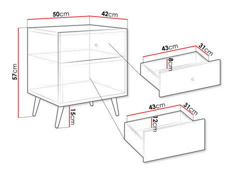 Nočný stolík Borunti 2SZ (pieskovo béžová) *výpredaj