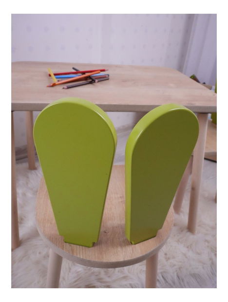 Detský stôl so stoličkou Bunnie (pistáciová + hnedá)