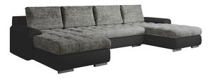 Rohová sedacia súprava U Tuzzo (ekokoža čierna + sivý melír)