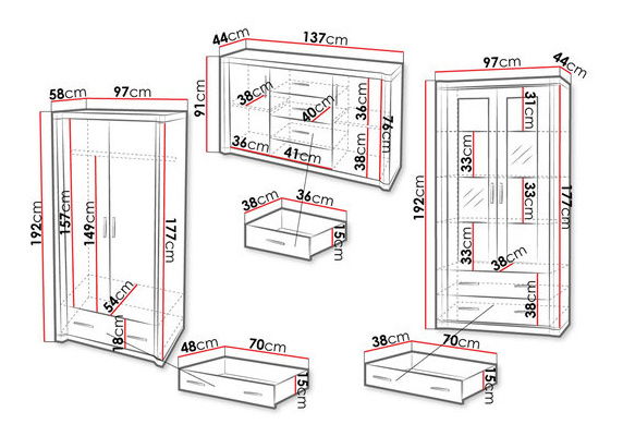 Namještaj za dnevni boravak Xena IV (sonoma)