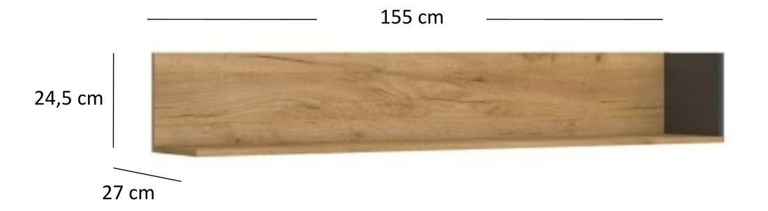 Poliță Shanna (Stejar cPoliță auriu + antracit)