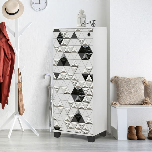 Dulap pentru pantofi Feliz 803 (alb + negru)