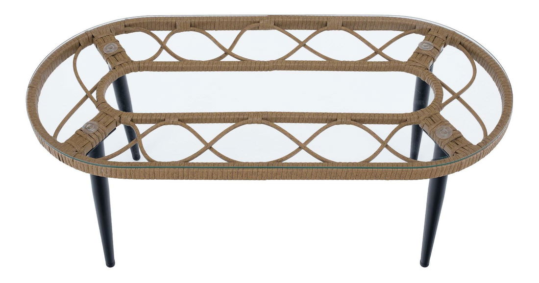 Set mobilier de grădină Arala (natural + bej + negru) (pentru 4 persoane)