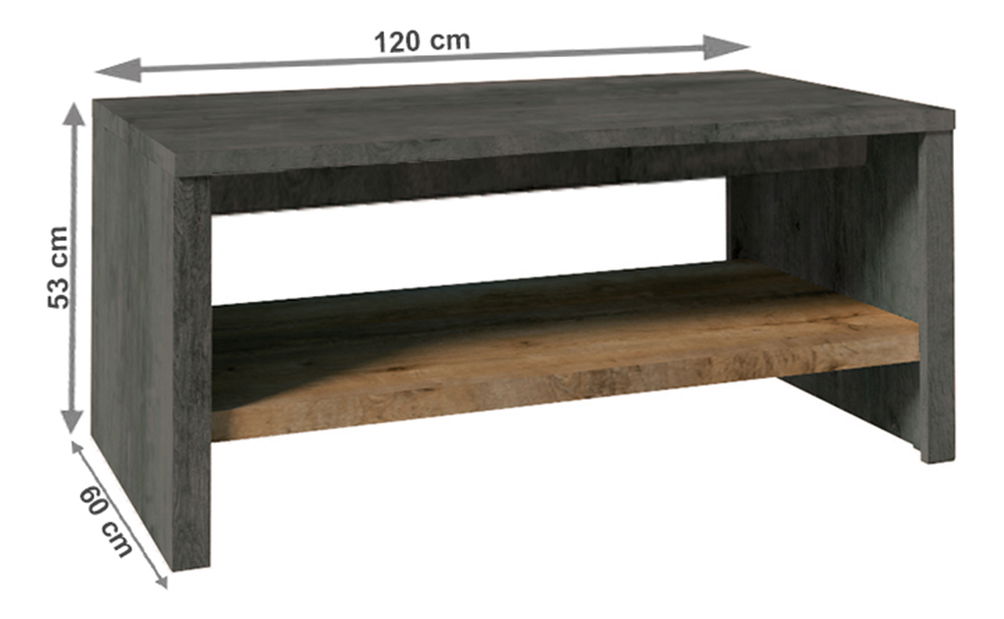 Masă de cafea Modestus (stejar lefkas închis + smooth gri)