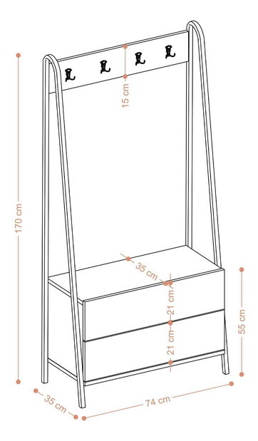 Előszoba bútor Dipasa (dió + fekete) 
