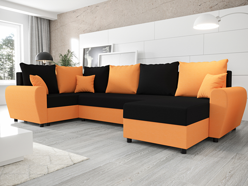 Sarok ülőgarnitúra Fleur Long (narancssárga + fekete) (B)