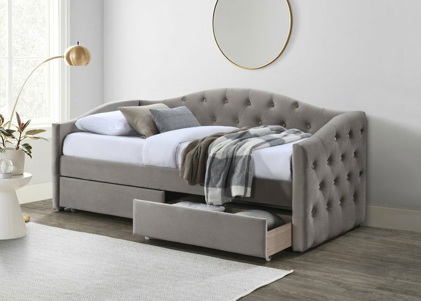 Jednolôžková posteľ 90 cm Amrora 90 (so zásuvkami) (béžová)