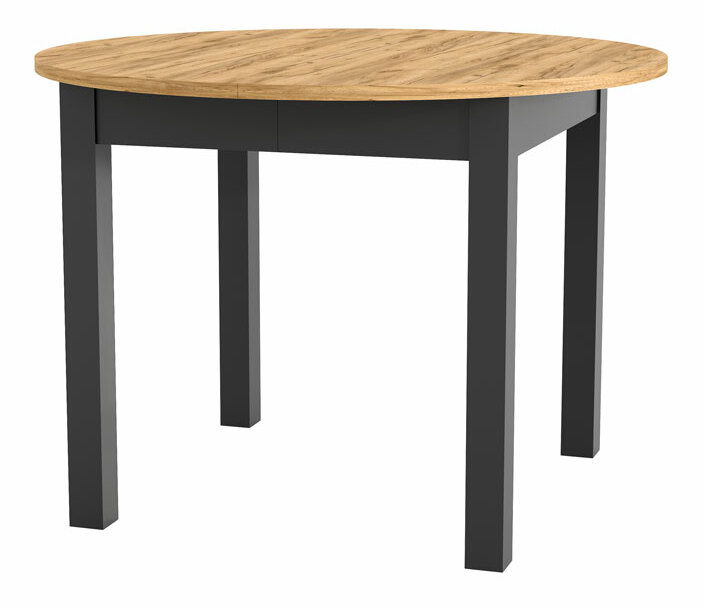 Masă de sufragerie Isiah 02 (Stejar + negru) (pentru 4-8 persoane)