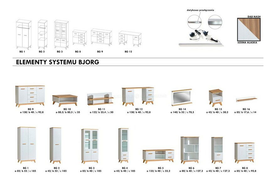 Mobilier cameră studenți Bajas 01 (alb + stejar)