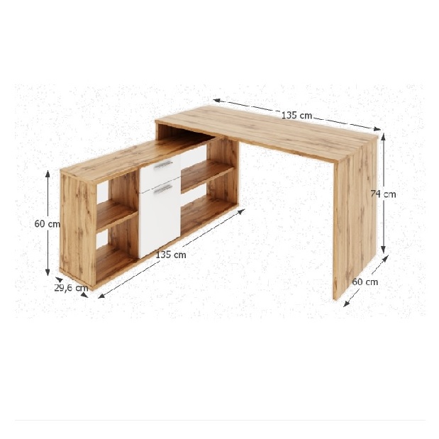 PC stolík Norrix (dub wotan + biela) *výpredaj