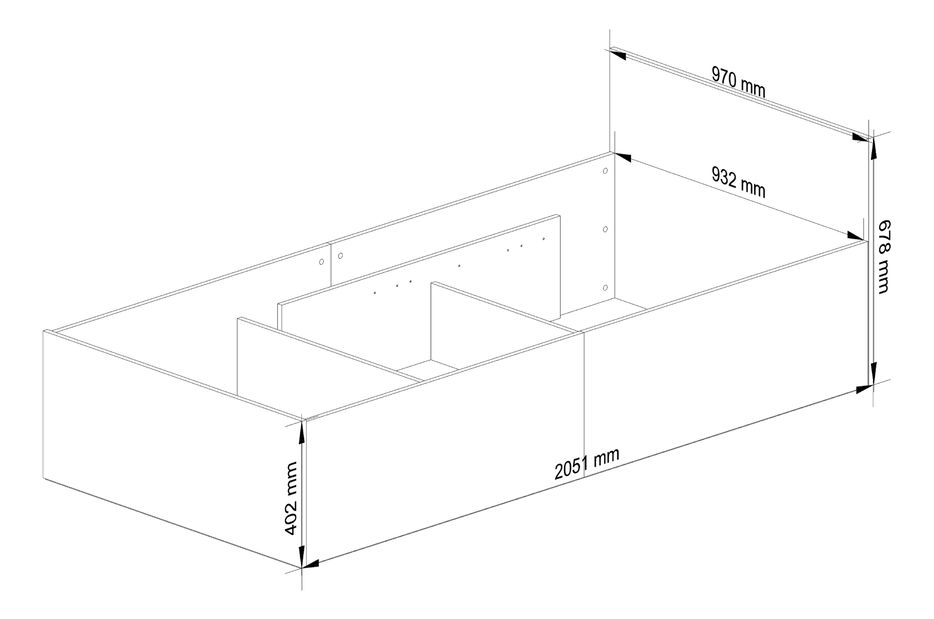 Jednostruki krevet Cezar III (hrast sonoma) (s madracem i podnicom)