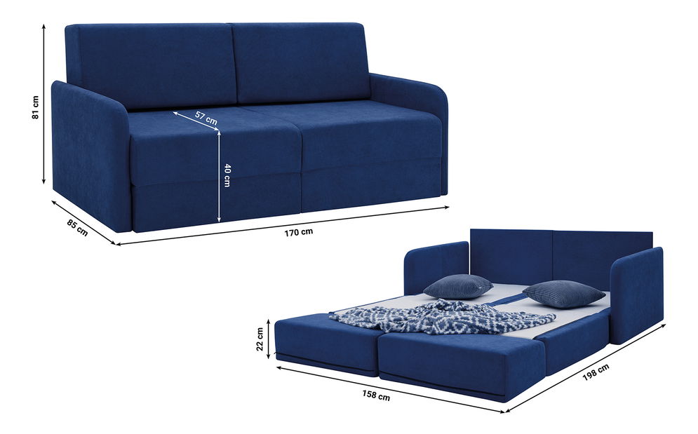 Rozkladacia pohovka Fines Borta (tmavomodrá)