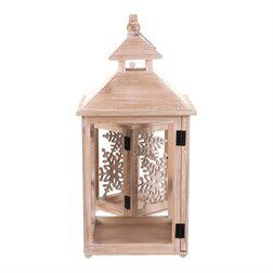 Lampáš drevený 2 ks Snehové vločky (prírodné)