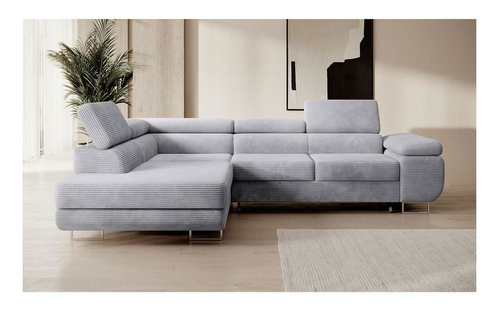 Kutna garnitura Stiletto (L) (svijetlosiva + srebrna)