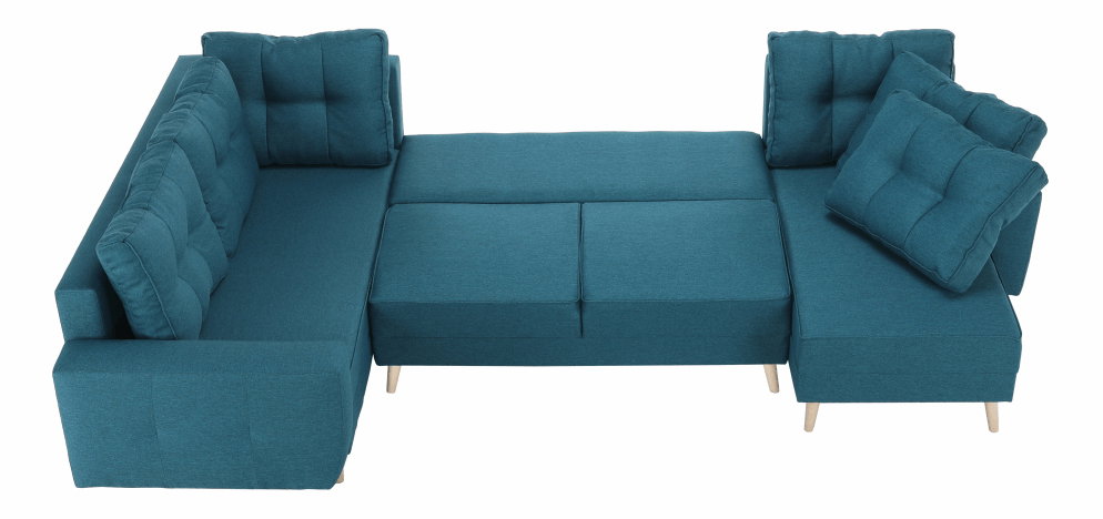 Sedacia súprava v tvare U Vellin (tyrkysová) (L)