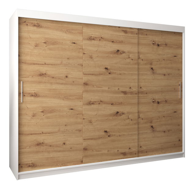 Ormar za garderobu 250 cm Toki (bijela mat + hrast artisan)