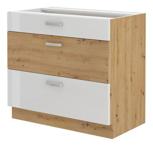 Donji kuhinjski ormarić Arryn 80 D 3S BB (Hrast artisan + bijeli sjaj)