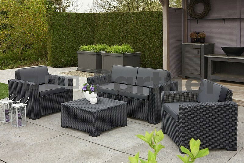 Záhradný stolík California antracit (umelý ratan)