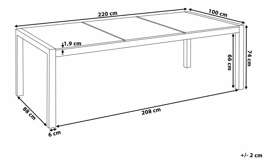 Set de masă pentru grădină Grosso (negru) (blat din sticlă 210x100 cm) (scaune negre)