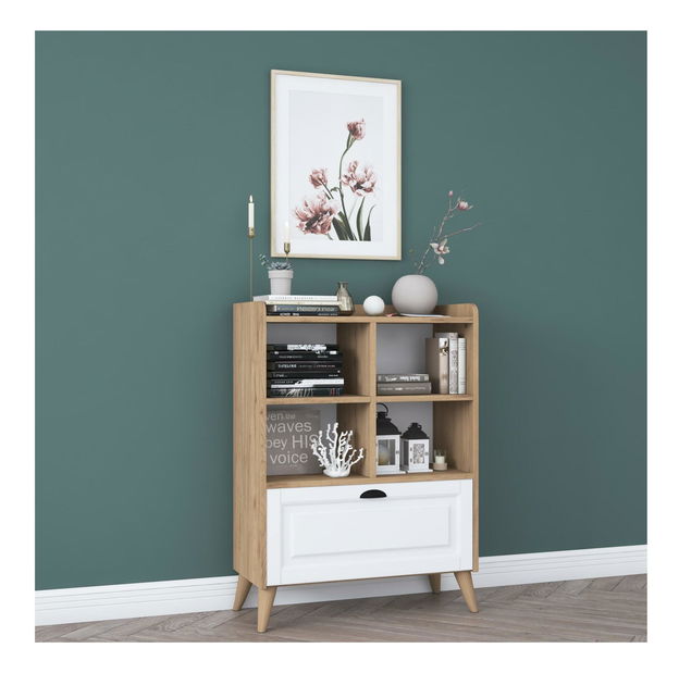 Konzolový stolík Tedene 2 (orech + biela) 