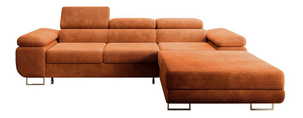 Rohová sedacia súprava Grande (P) (medená + chrómová)